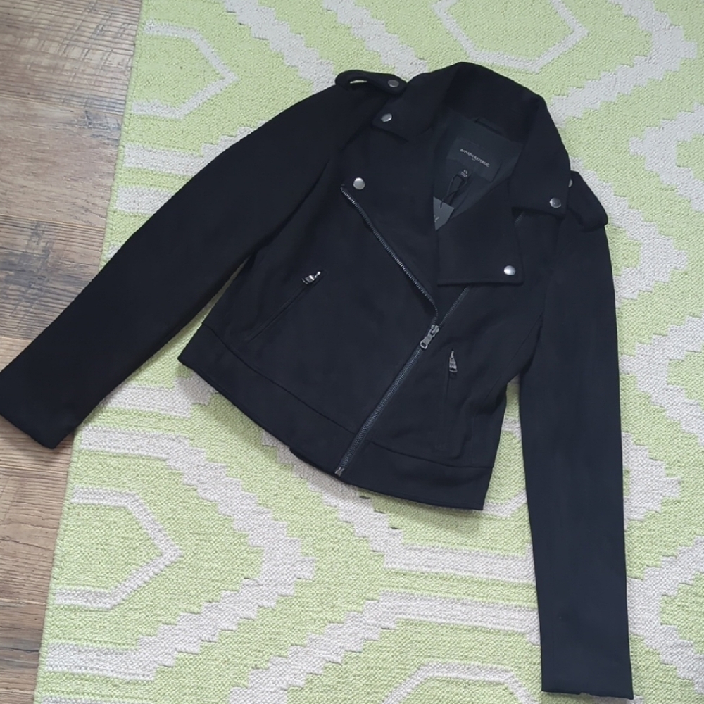 NWT Banana Republic Midnight Black Leather Jacket